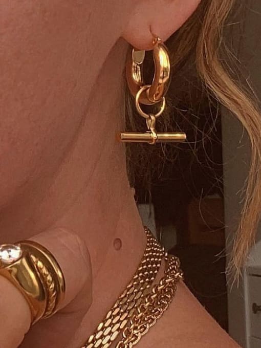Gold-Plated Geometric Huggie Earrings
