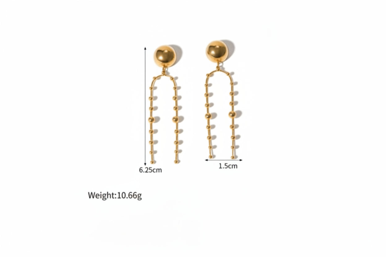 Golden Cascade Drop Earrings – 18K Gold Plated