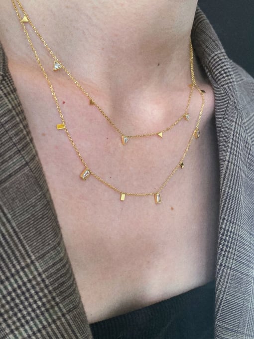 18K Gold Triangle Zirconia Necklace