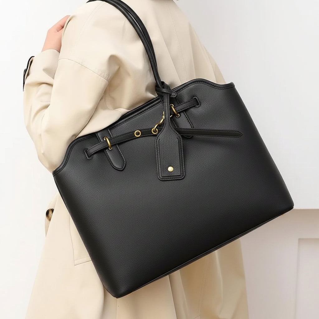 Auri Structured Work Tote – Laptop Bag Black