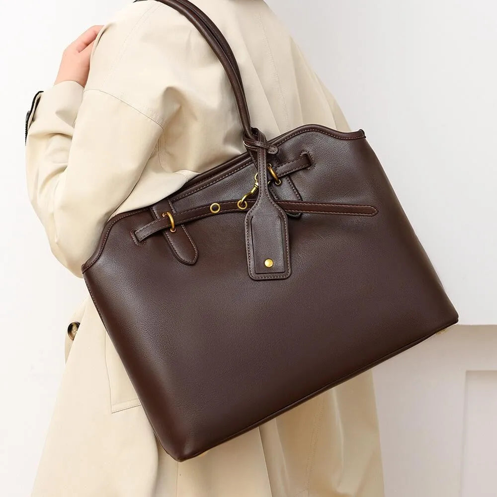 Auri Structured Work Tote – Laptop Bag Brown