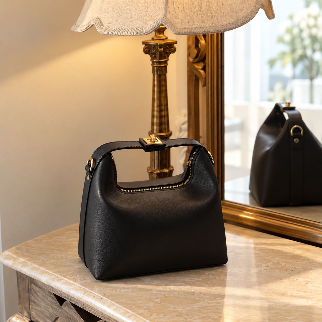 Noa Sculpted Mini Bag – Black