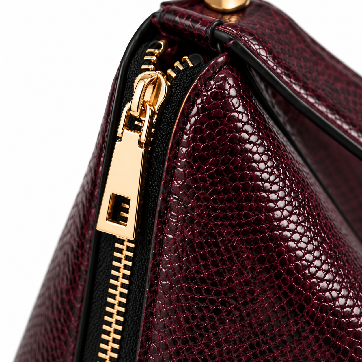Noa Sculpted Mini Bag – Maroon Python