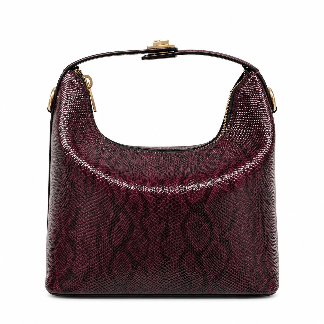Noa Sculpted Mini Bag – Maroon Python