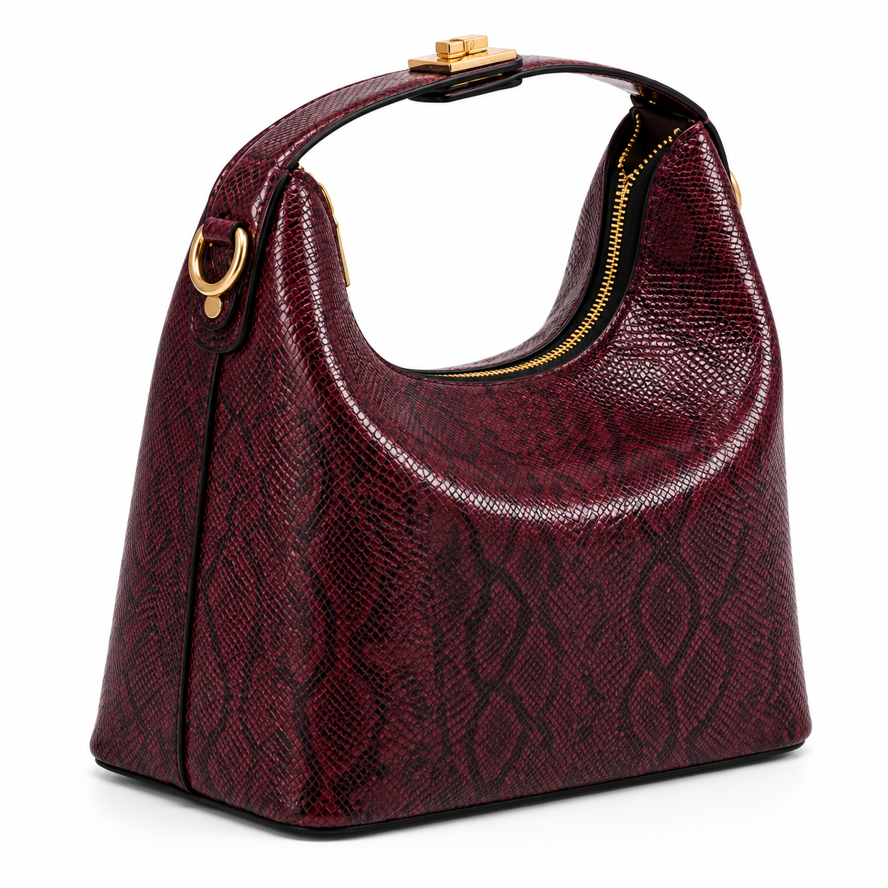 Noa Sculpted Mini Bag – Maroon Python