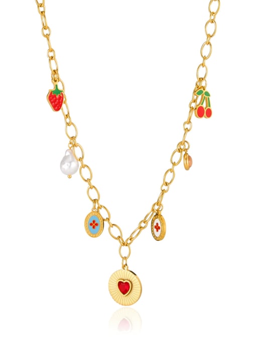 Gold-Plated Heart Pendant Necklace – Stainless Steel (Hip Hop Style)