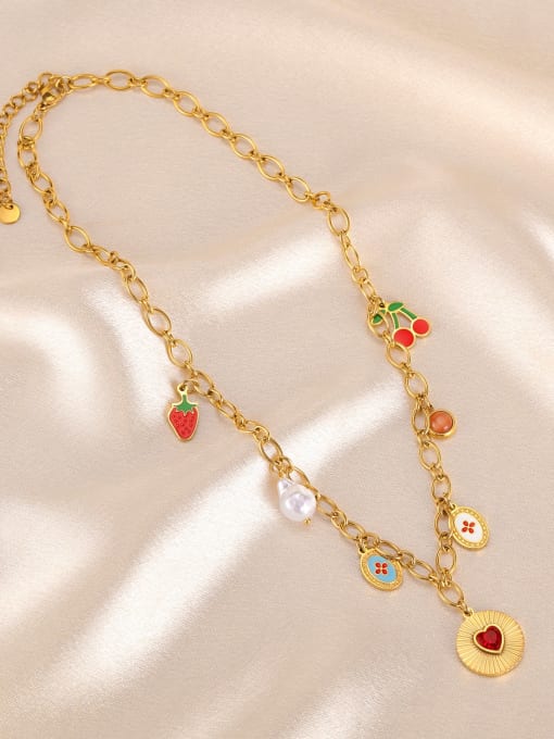 Gold-Plated Heart Pendant Necklace – Stainless Steel (Hip Hop Style)