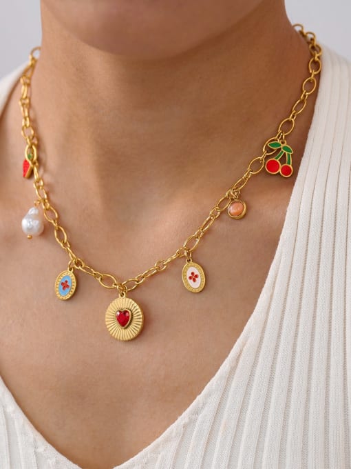 Gold-Plated Heart Pendant Necklace – Stainless Steel (Hip Hop Style)