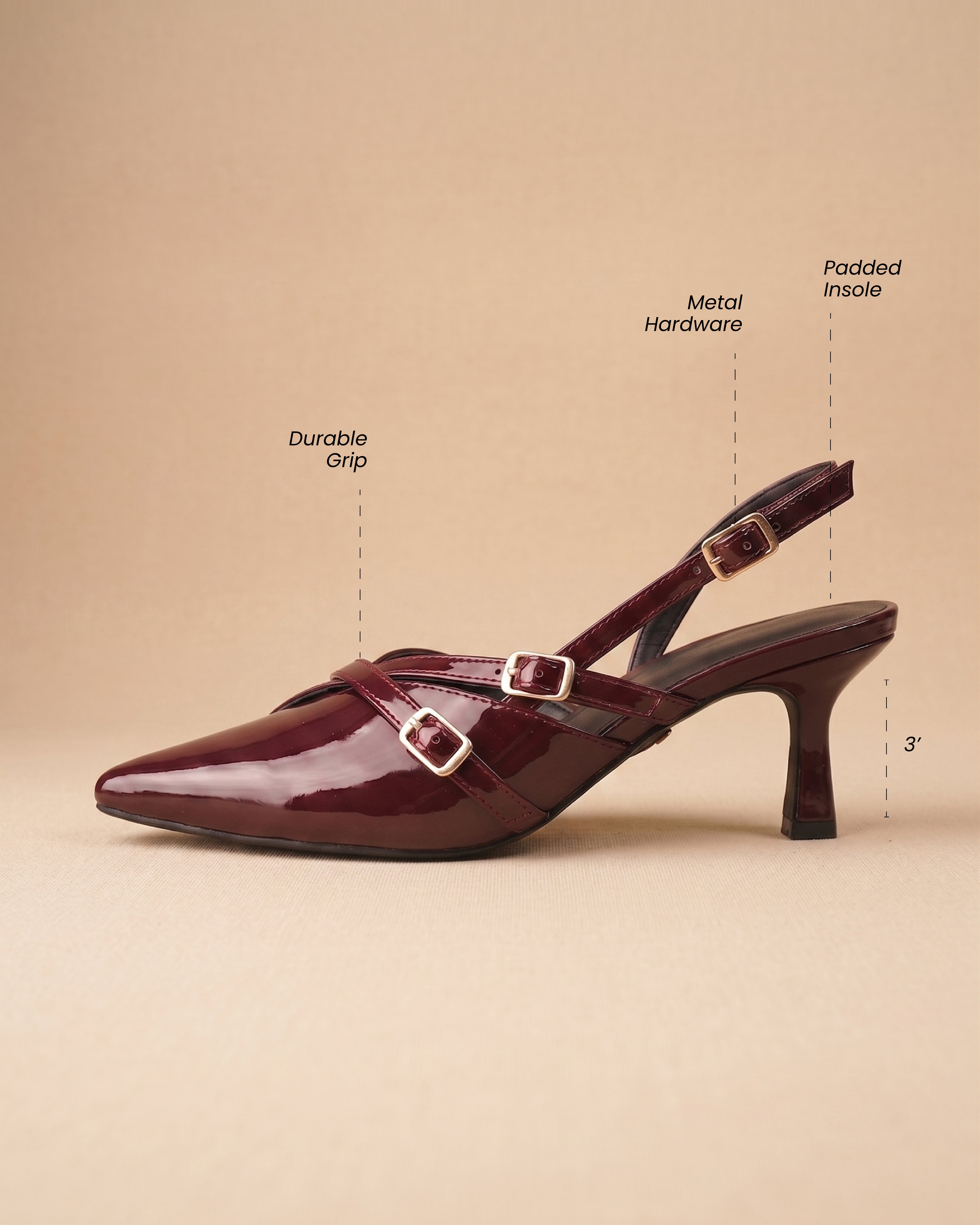 Celeste Slingback heels Maroon