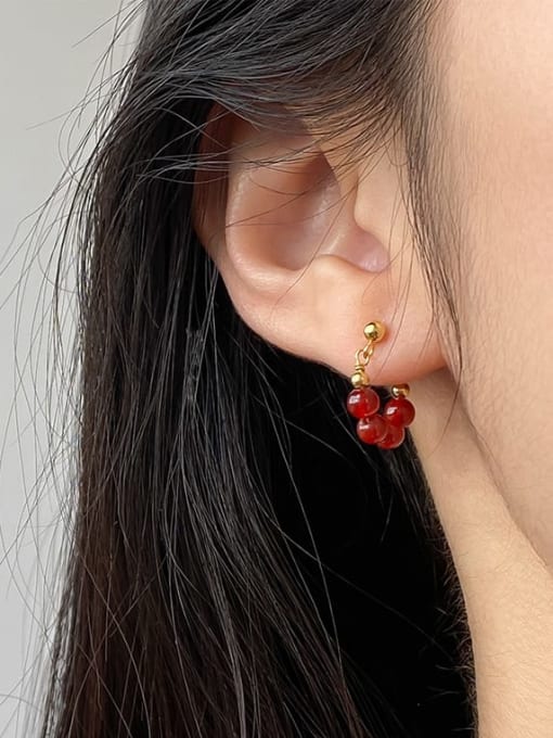 Scarlet Bead Mini Hoops – 18K Gold Plated & Waterproof