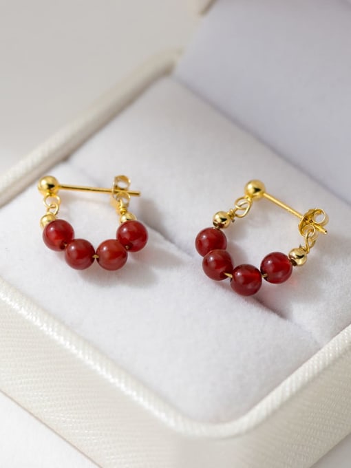 Scarlet Bead Mini Hoops – 18K Gold Plated & Waterproof