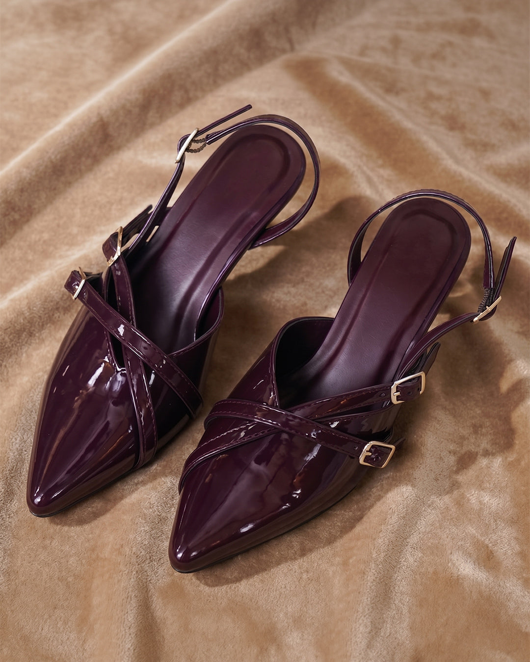 Celeste Slingback heels Maroon