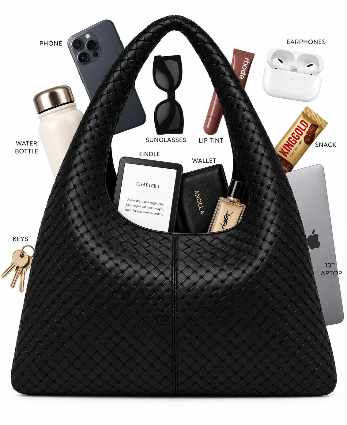 Elara Shoulder Bag – Woven Black