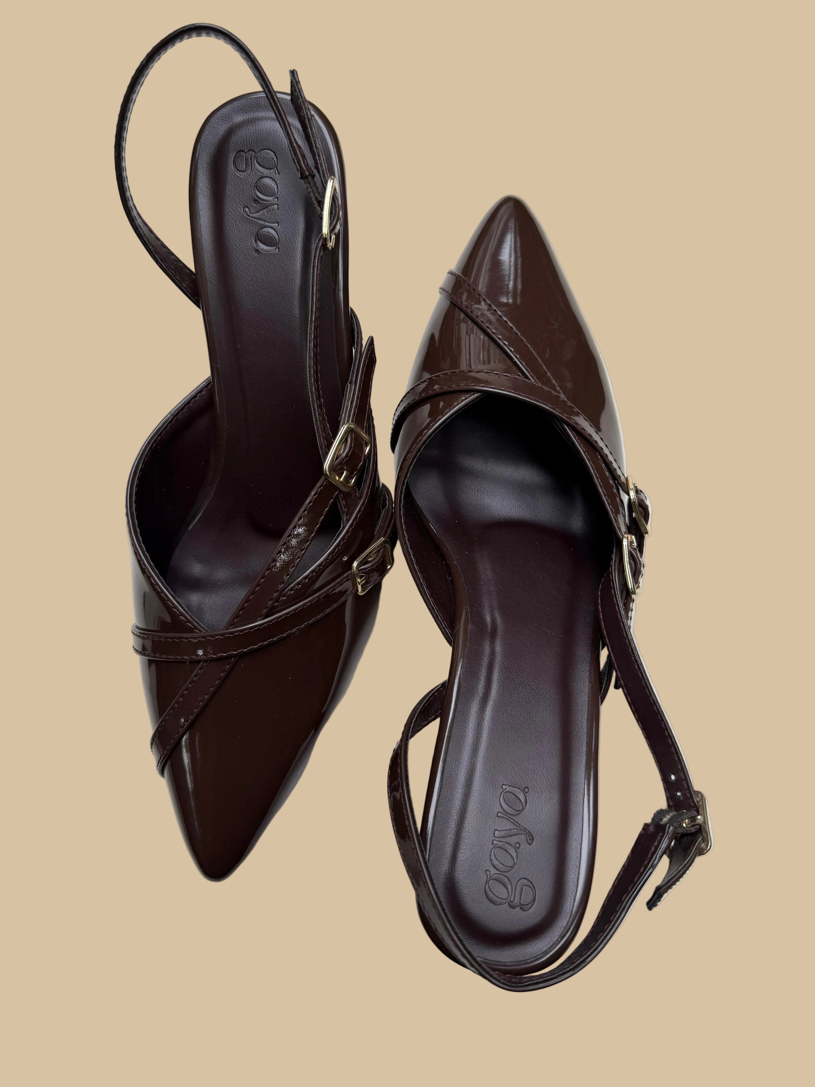 Celeste Slingback Heels Coffee Brown
