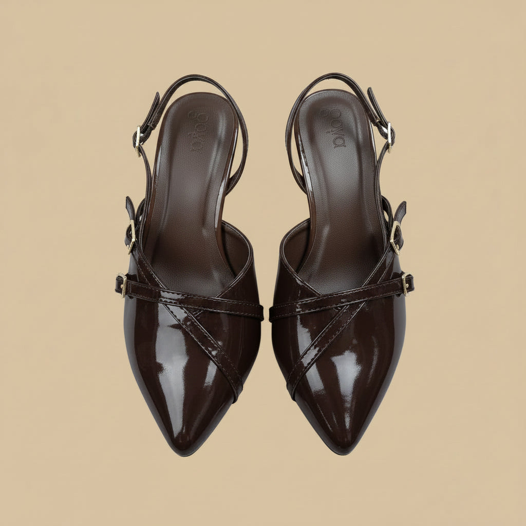 Celeste Slingback Heels Coffee Brown
