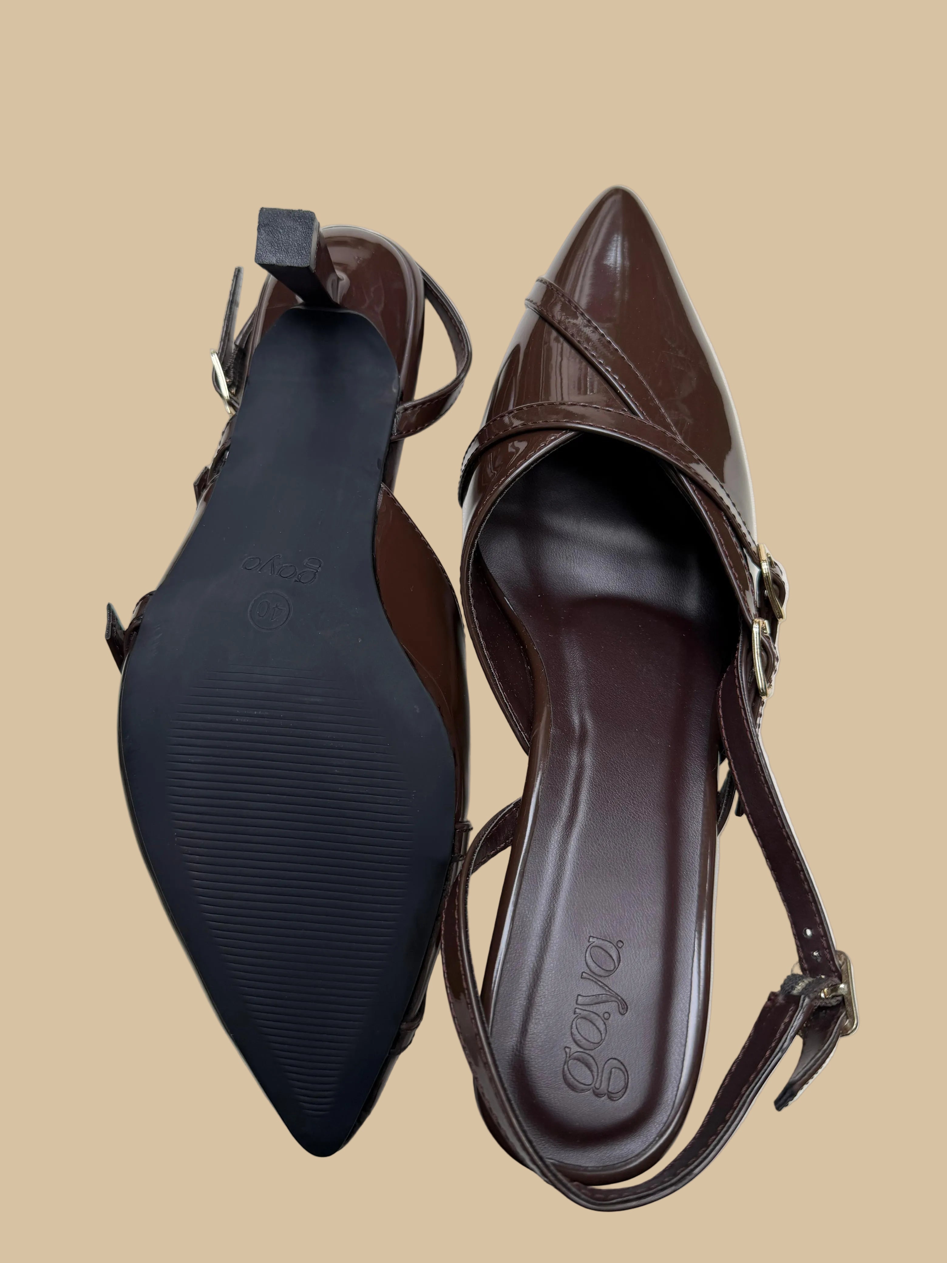 Celeste Slingback Heels Coffee Brown