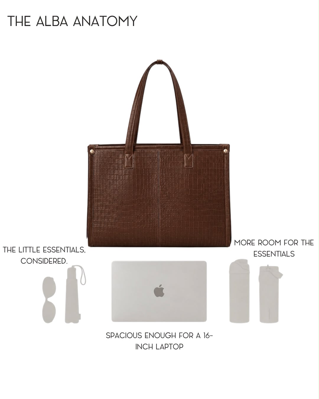 Alba Structured Work Tote – Chocolate Brown