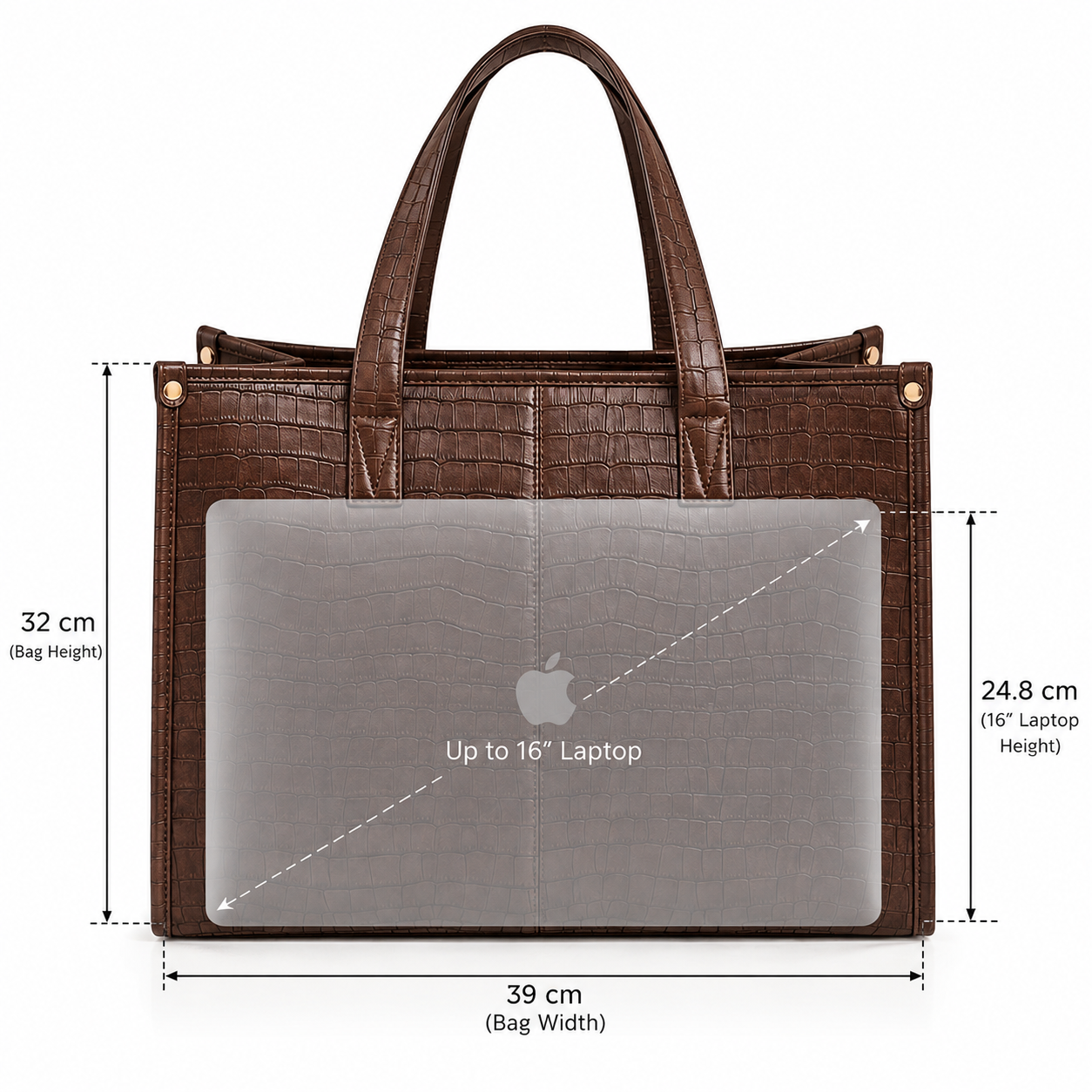 Alba Structured Work Tote – Chocolate Brown