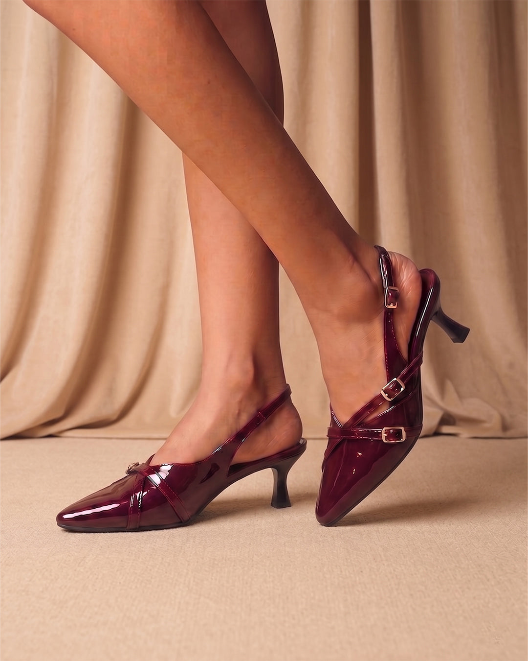 Celeste Slingback heels Maroon