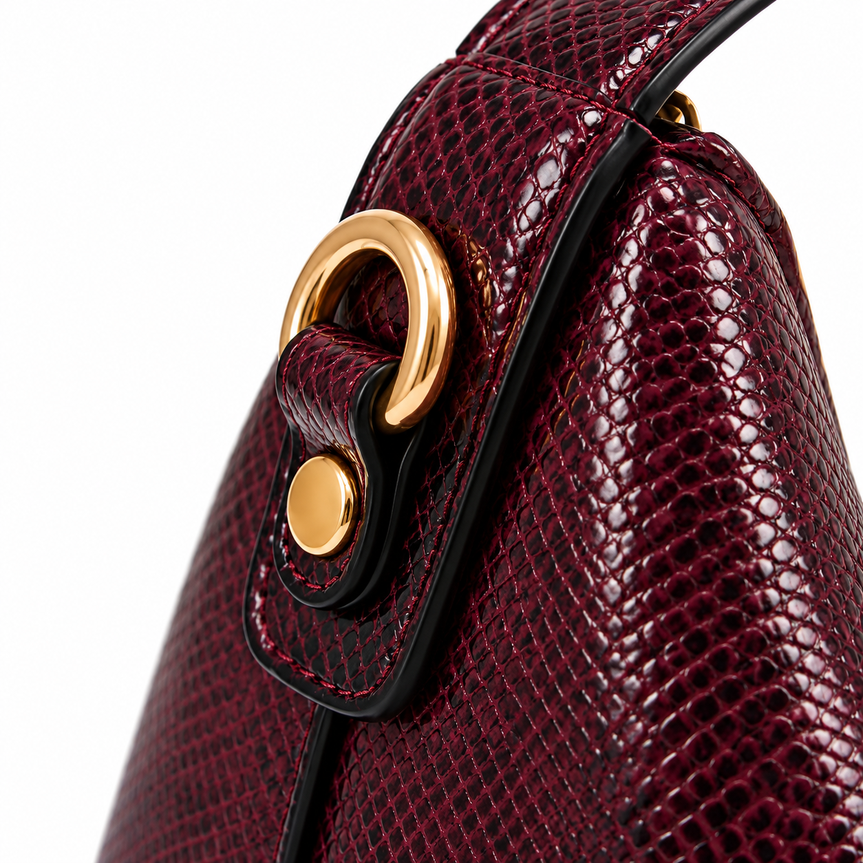Noa Sculpted Mini Bag – Maroon Python